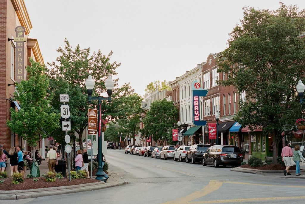main street shops and restaurants