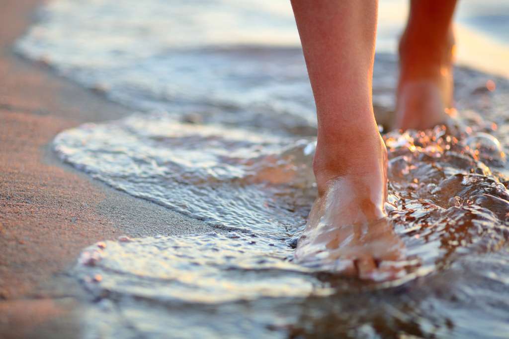 wading in seawater