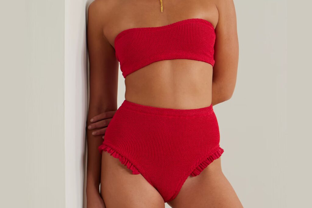 red hunza g ruffled bikini