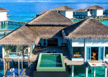 overwater bungalow in the Maldives with a private pool