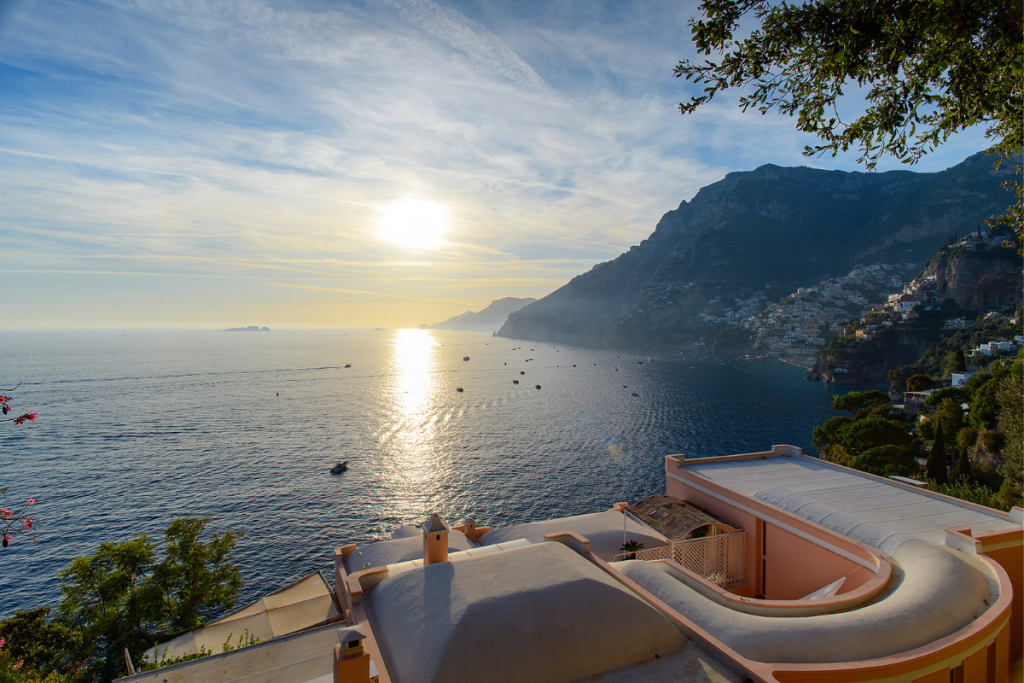 The Sun Sets at Villa Nuvolari, One of the Best Villas in Italy’s Positano.