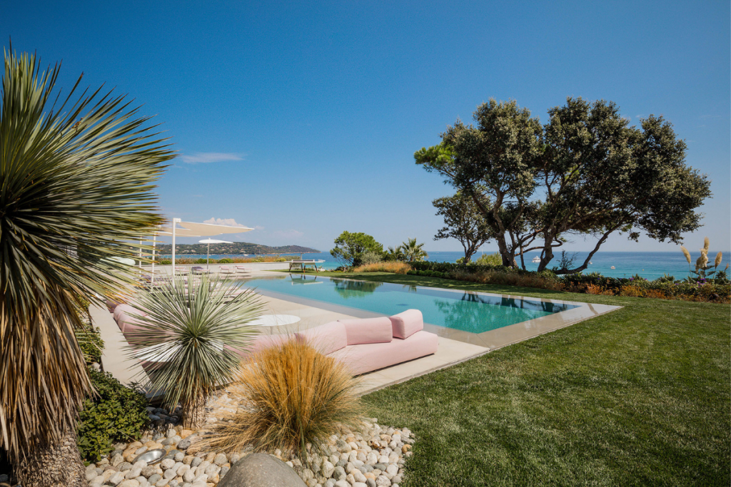 The Lawn of Villa Bellevue, Located in St. Tropez, France, in the Summertime.