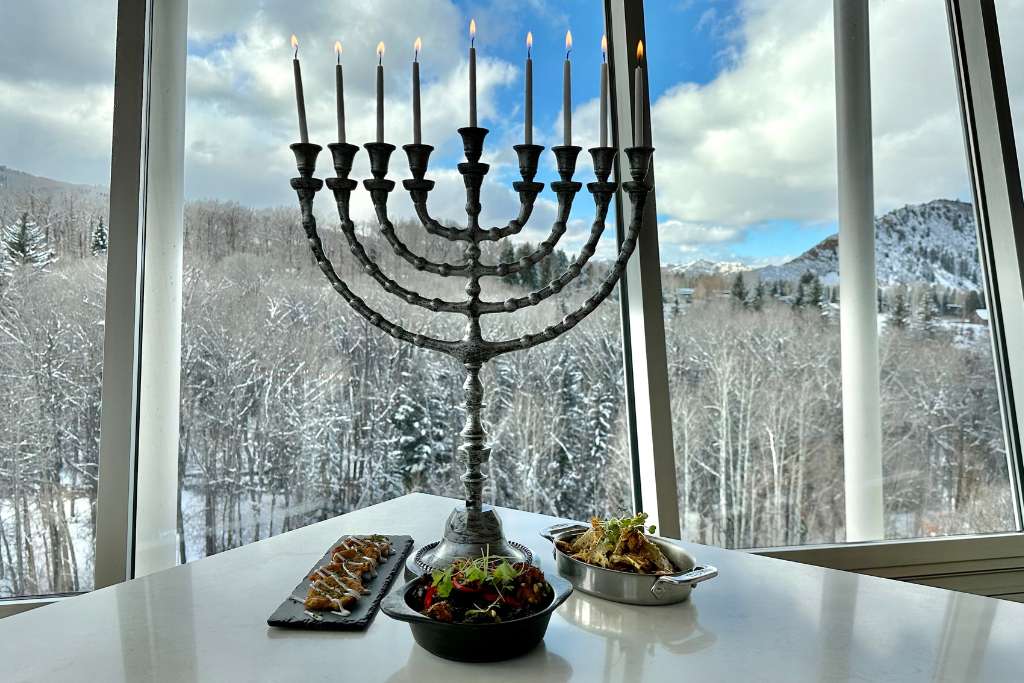 menorah lighting at aspen meadows resort colorado