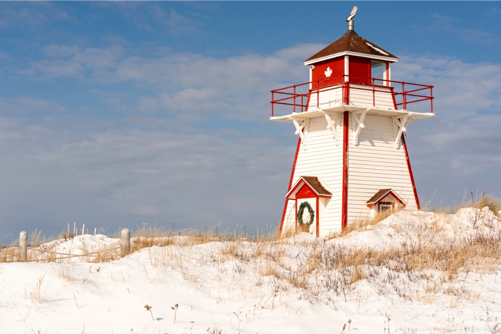 christmas light house at prince edward island national park