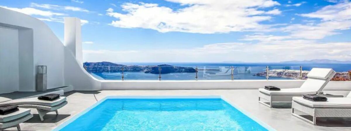 pool at Erossea Villa in Santorini, Greece