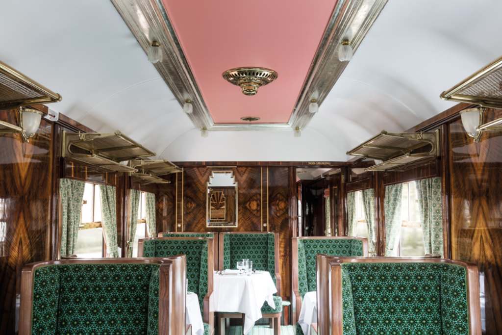 a dining car aboard the british pullman a belmond train