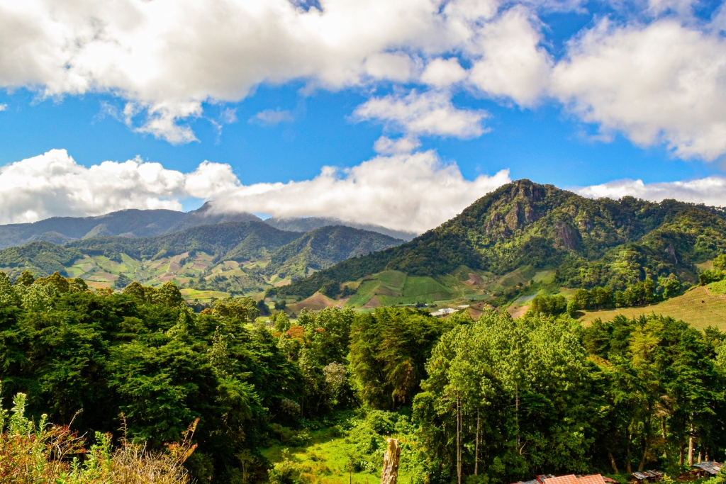 green mountains and blue sky in panama 