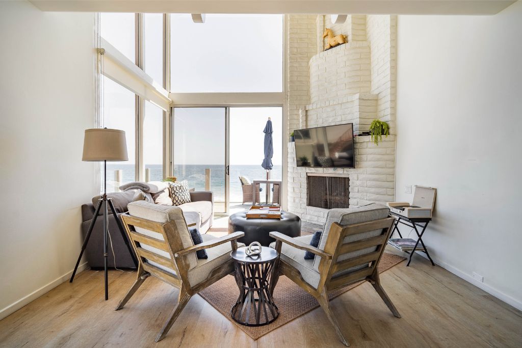Living room with a view of the ocean