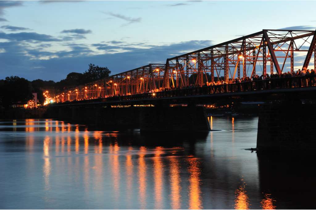 Bridge connecting New Hope, Pennsylvania, and Lambertville, New Jersey.