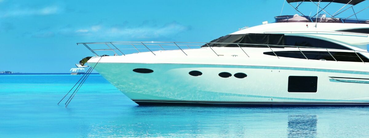yacht anchored in the ocean