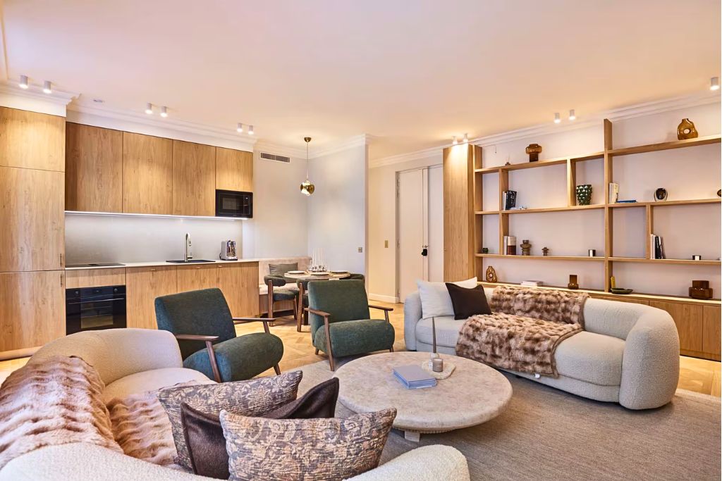 stylish and bright paris airbnb with comfortable couches and huge living space
