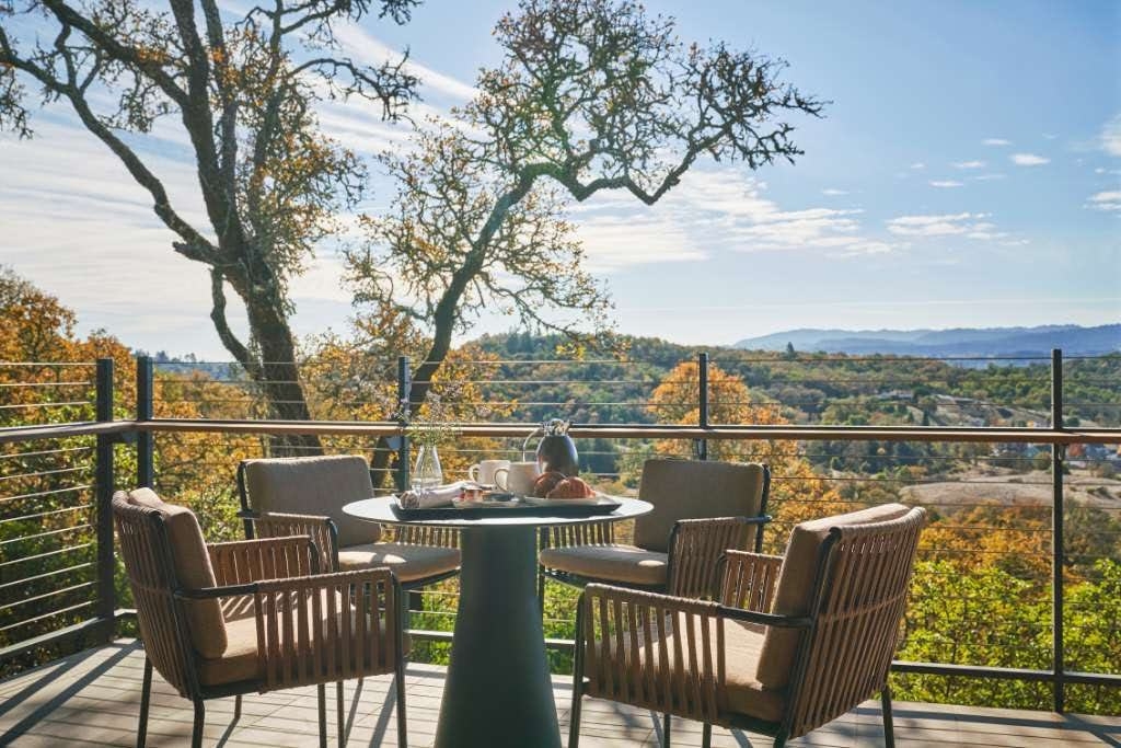 montage healdsburg in healdsburg california terrace with a view of lush trees and foilage