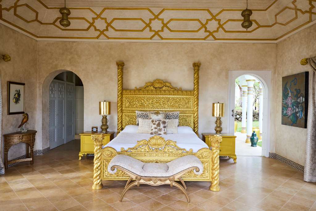 the gold bed insider the owner's suite at toucan hill mustique