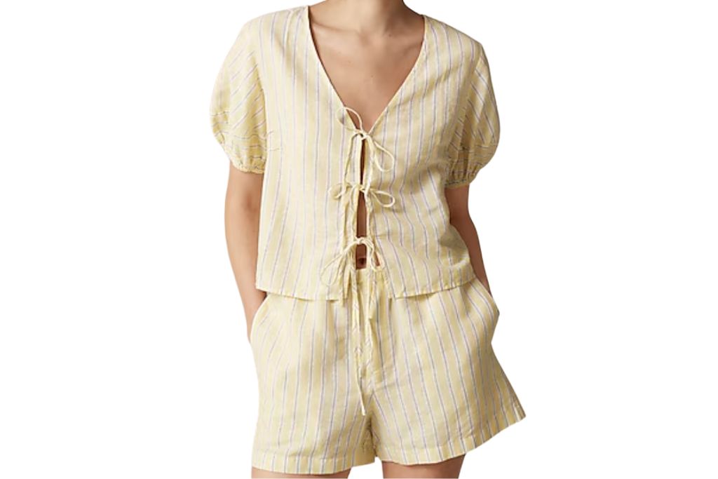 j crew tie front pajama short set
