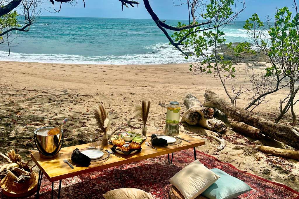 romantic beach picnic for two at the point luxury villa in costa rica
