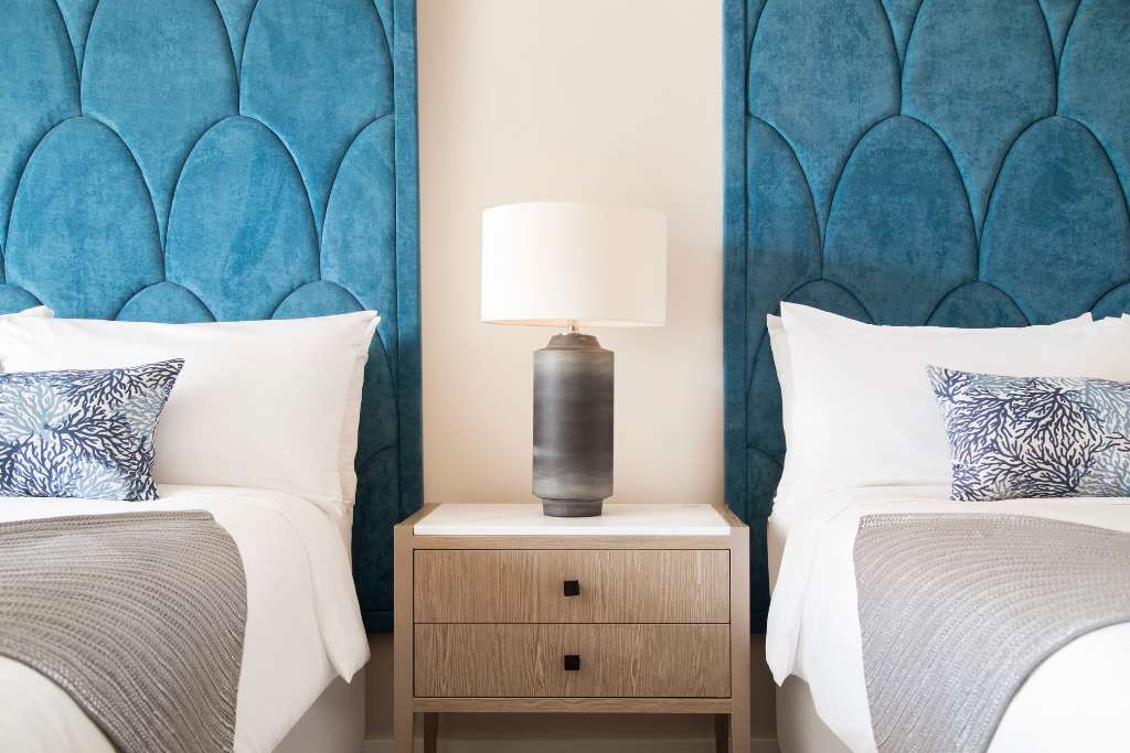 the rooms at o2 beach club and spa, barbados, bring the ocean in with sea views and marine hues