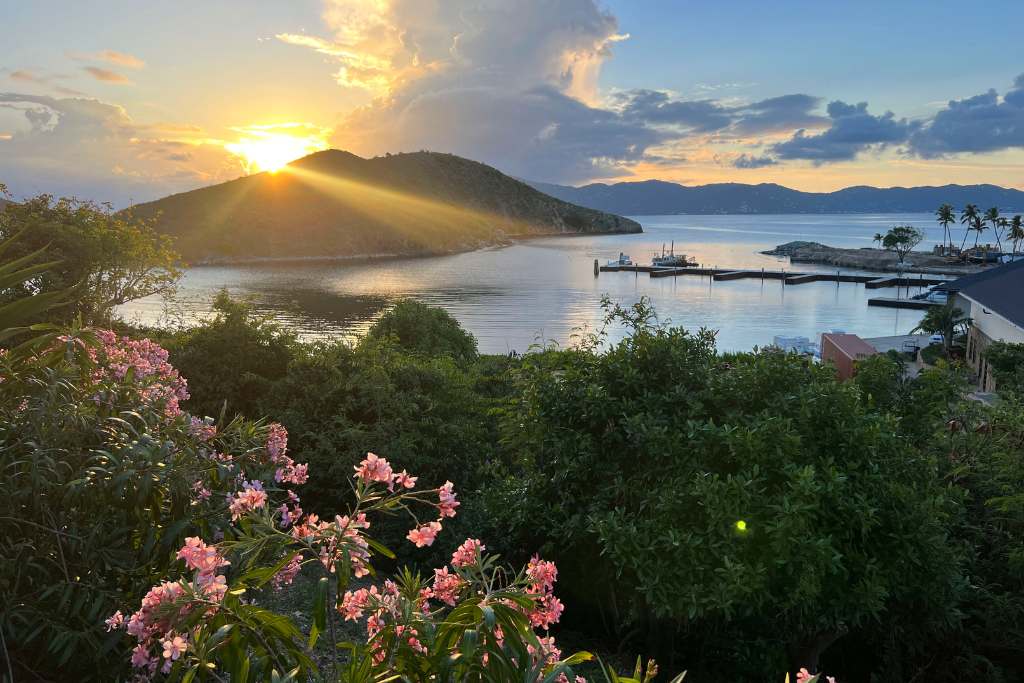 sunset over peter island british virgin islands