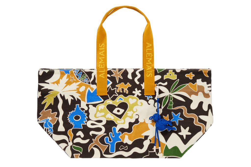 alemais maroc embellished printed cotton-canvas tote