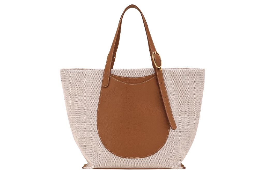 longchamp caramel leather canvas xl tote bag