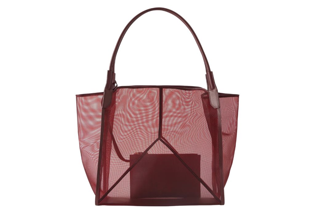 victoria beckham leather-trimmed mesh tote 