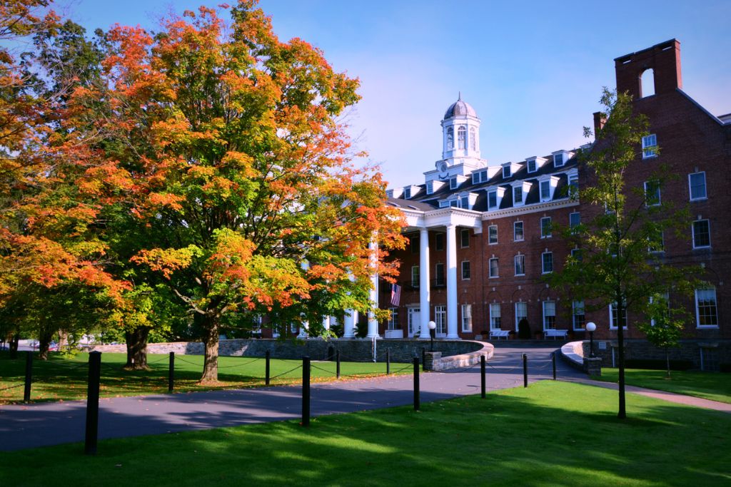 fall exterior shot of the otesaga resort hotel
