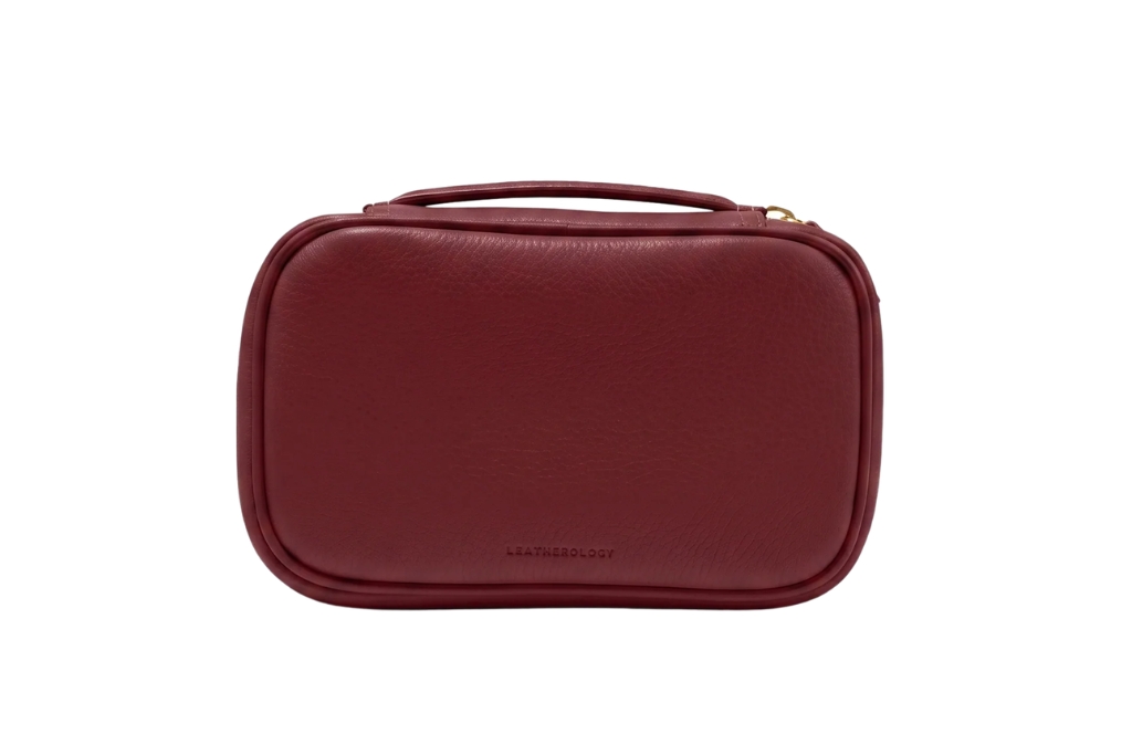 burgundy leather tech organizer case