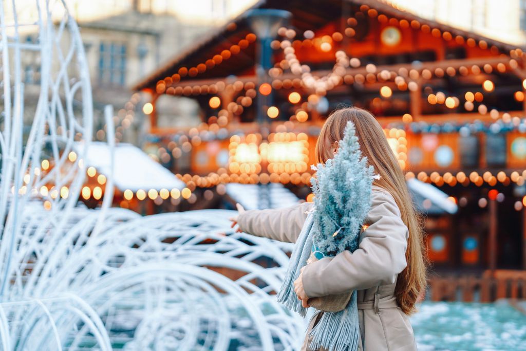 festive european christmas market 
