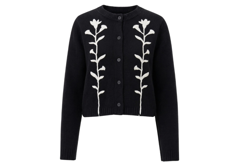 samantha black and white flower sweater