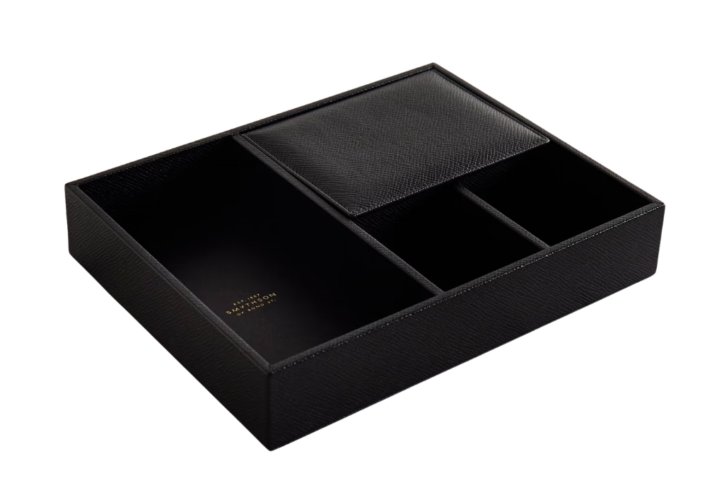 black valet leather tray