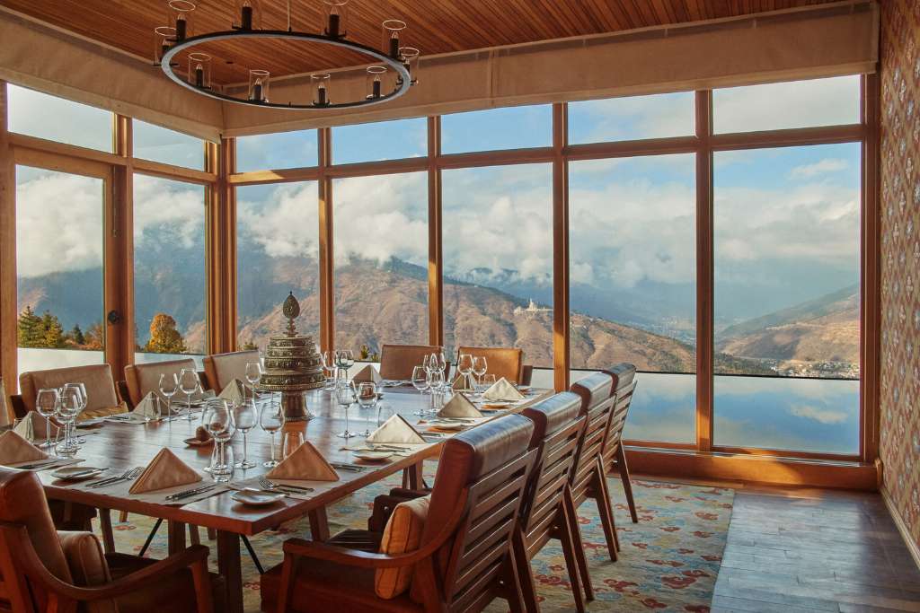 dining in the clouds at six senses thimphu, bhutan