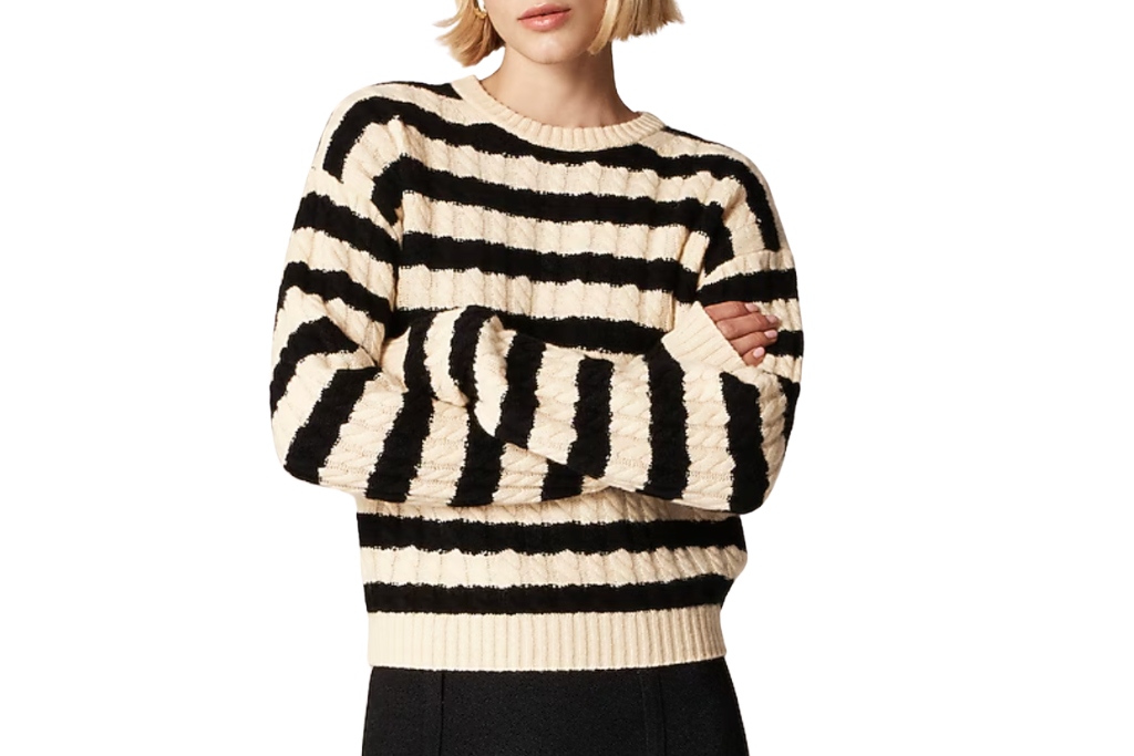cashmere cable knit striped sweater