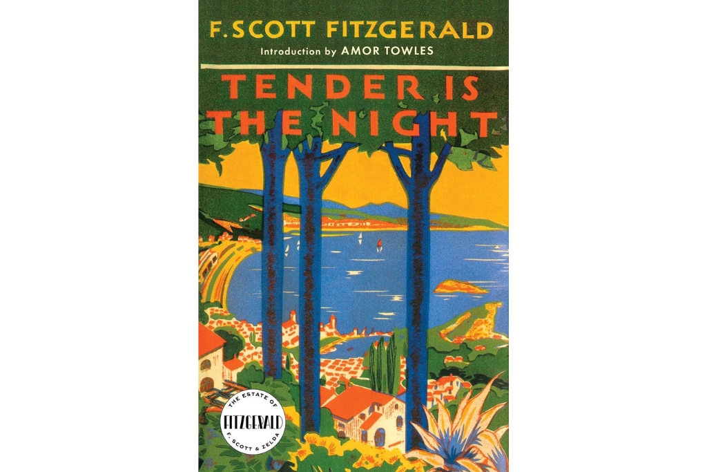 cover of the tender is the night with a blue lake and vivd greenery