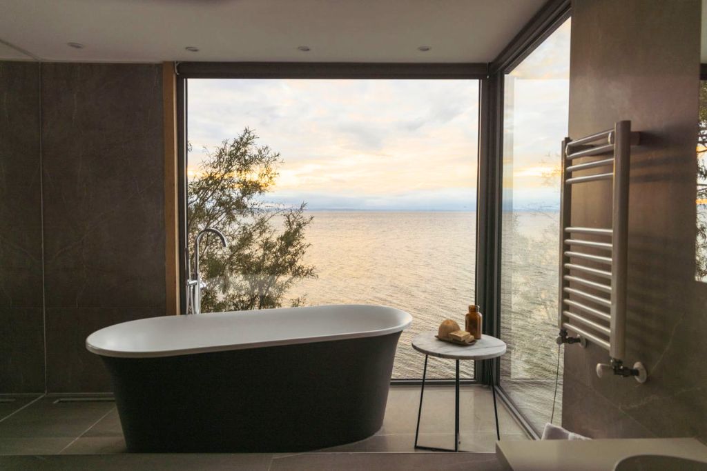 soaking tub at hotel awa in patagonia
