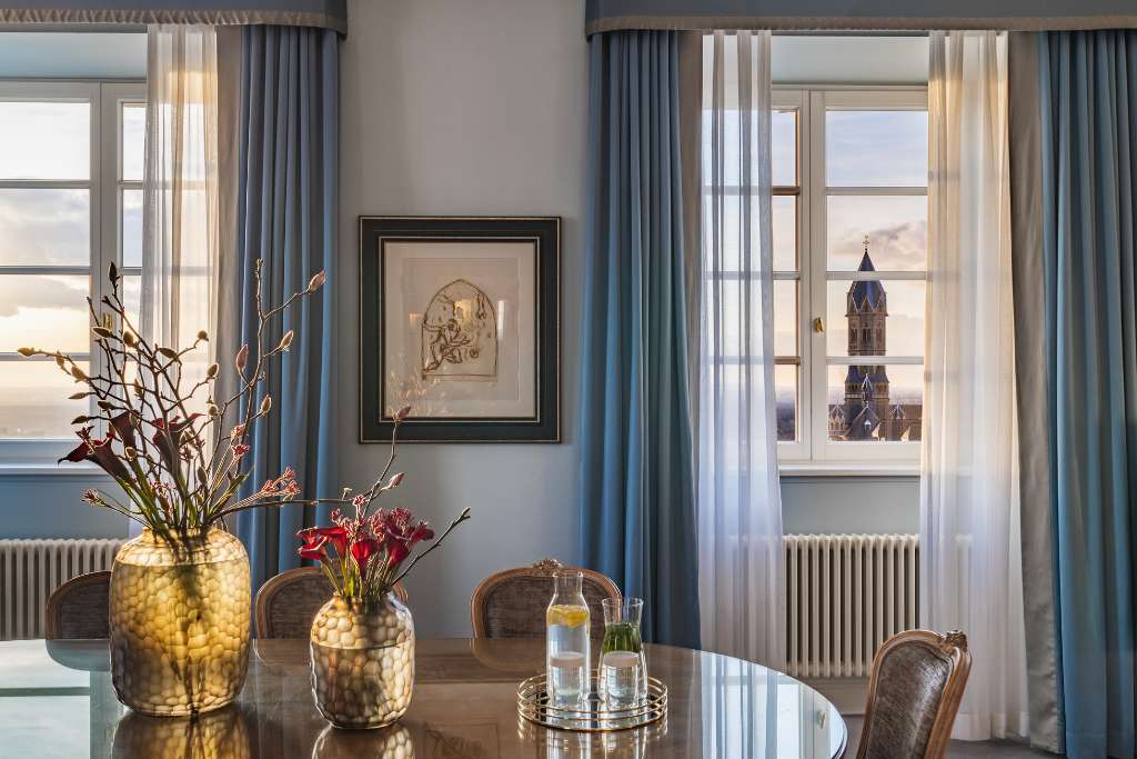 view of the cathedral,althoff grandhotel schloss bensberg, cologne germany