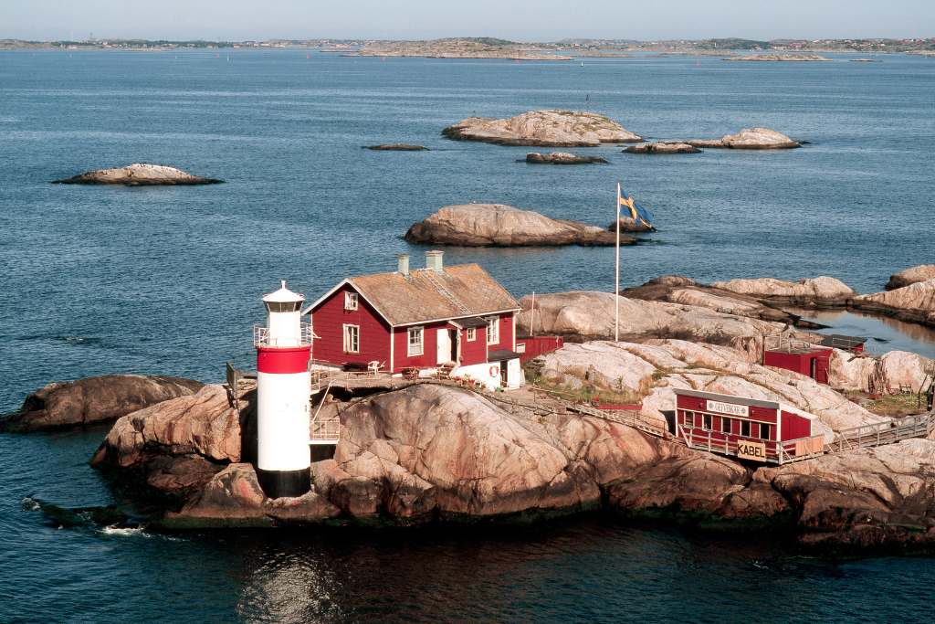 traditional red houses in western sweden