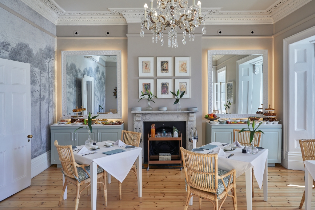 breakfast room and display at the dock house boutique hotel in cape town