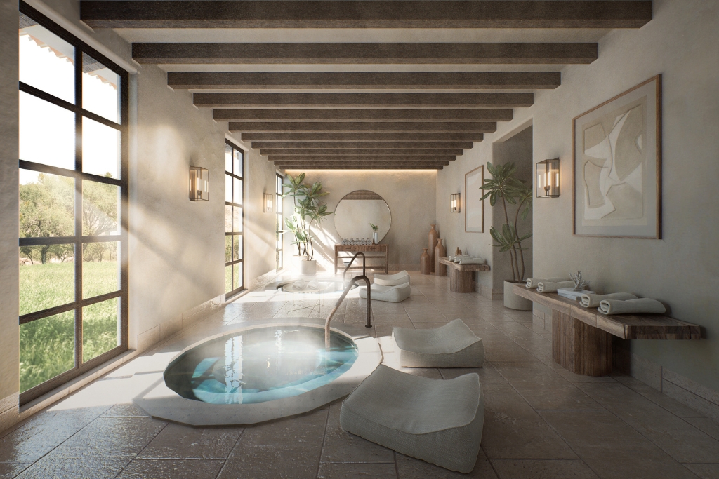 the spa at rancho sol dorado with two hot tubs and lounge chairs