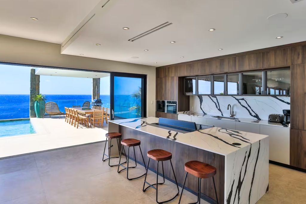 st. martin airbnb kitchen with pool access and views