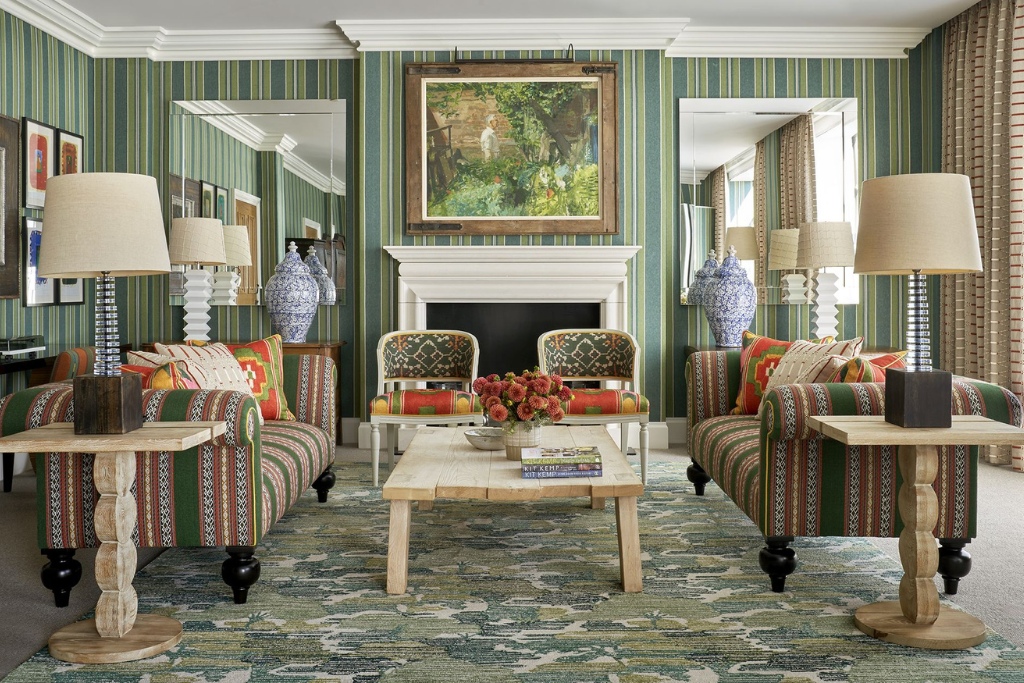 living room in the crosby street hotel with melissa sofa