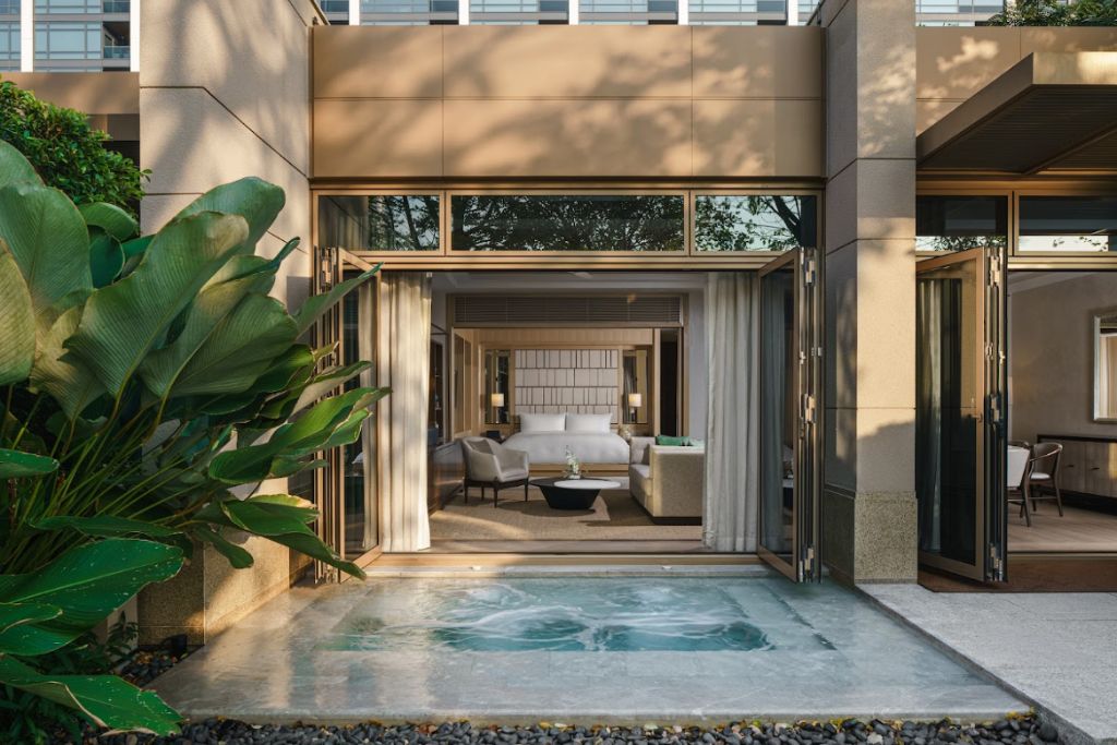 villa pool and bedroom at capella bangkok