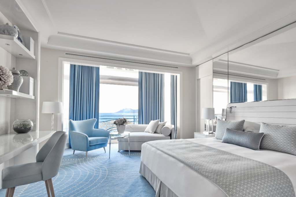 jr suite in powder blues and whites hotel martinez cannes