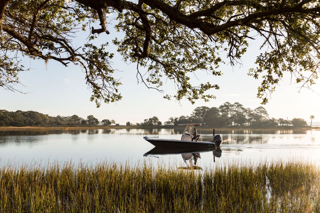 fishing boat on the river