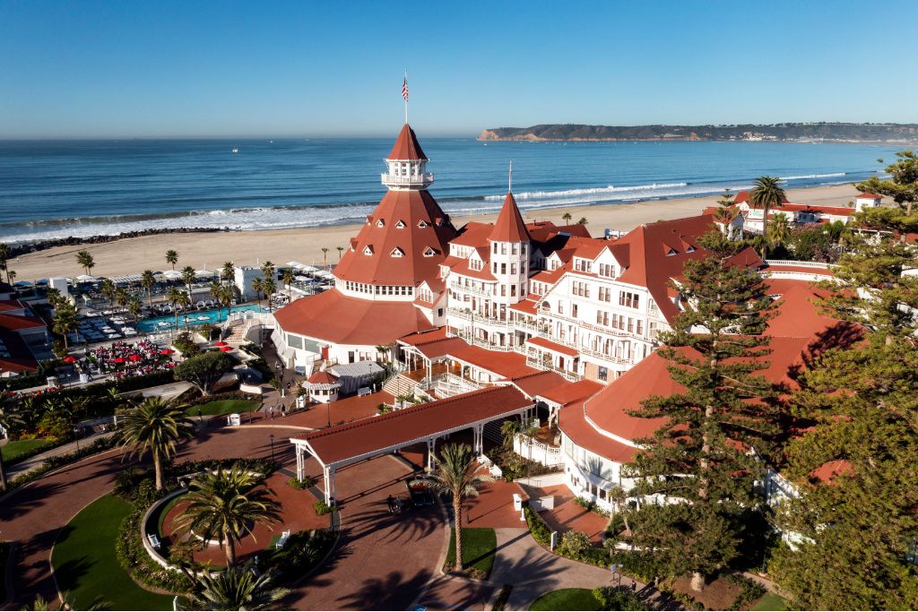hotel del coronado is famous for its red roofs by the sea