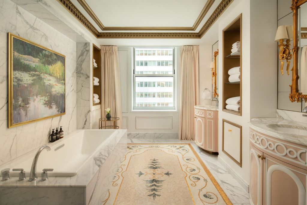 waldorf astoria chic and bright bathroom suite