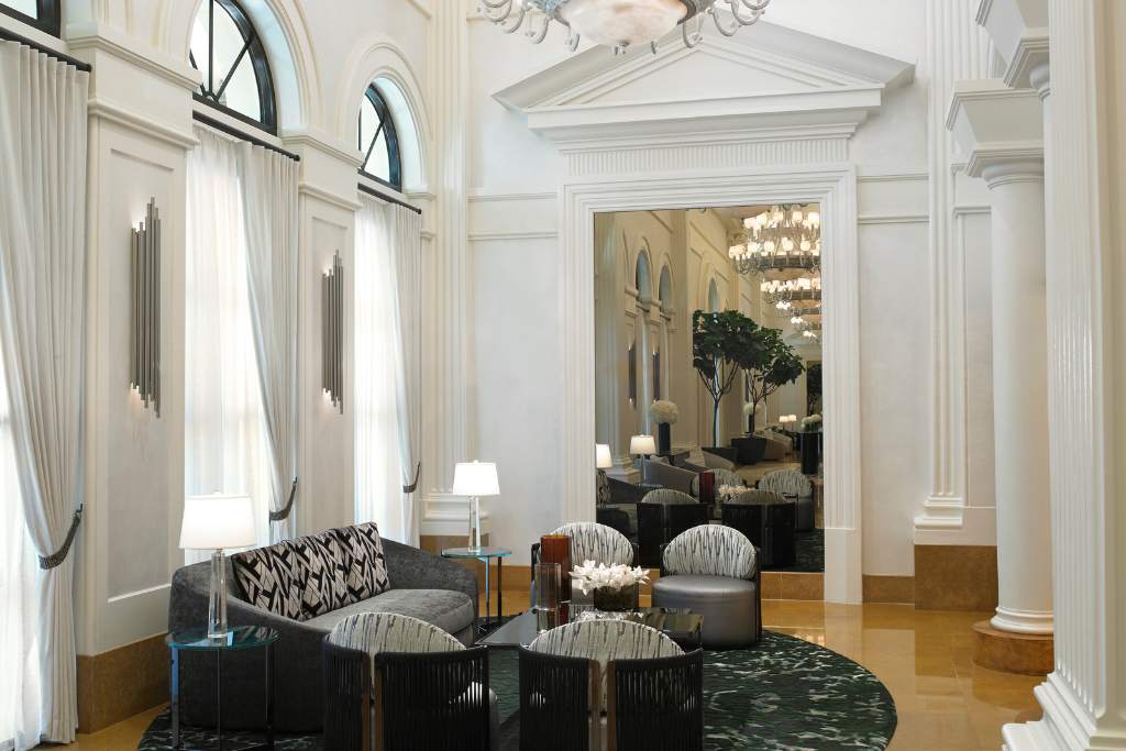 the surprisingly ornate lobby at acqualina resort & residences Florida