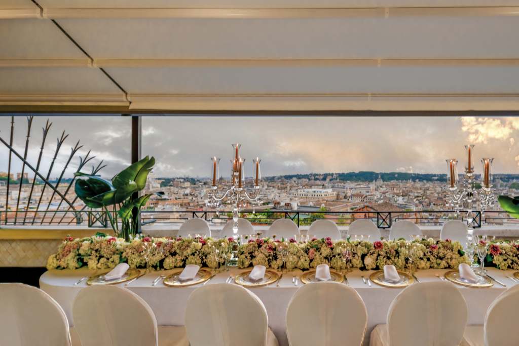 elegant dinner overlooking rome at hotel hassler