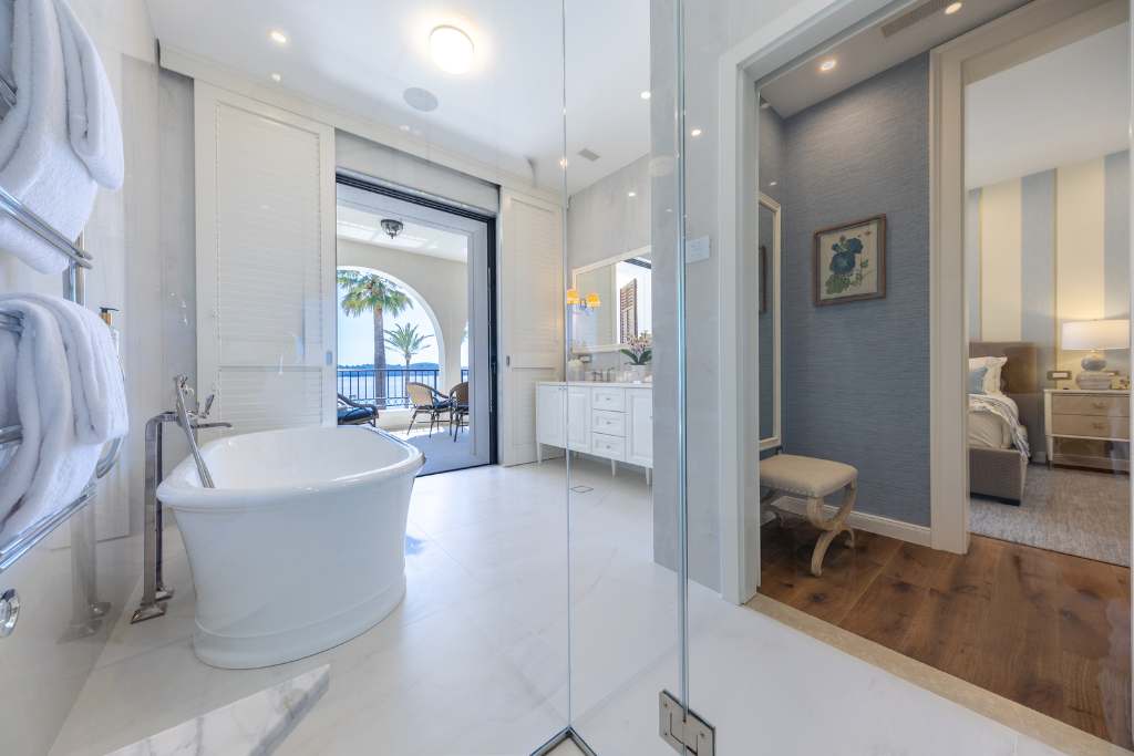 blue tone room with terrace by the sea at hotel katarina croatia