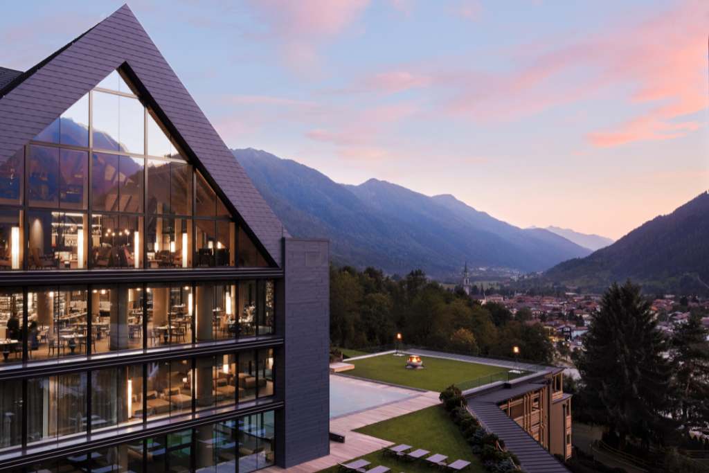 lefay dolomites a-frame hotel exterior
