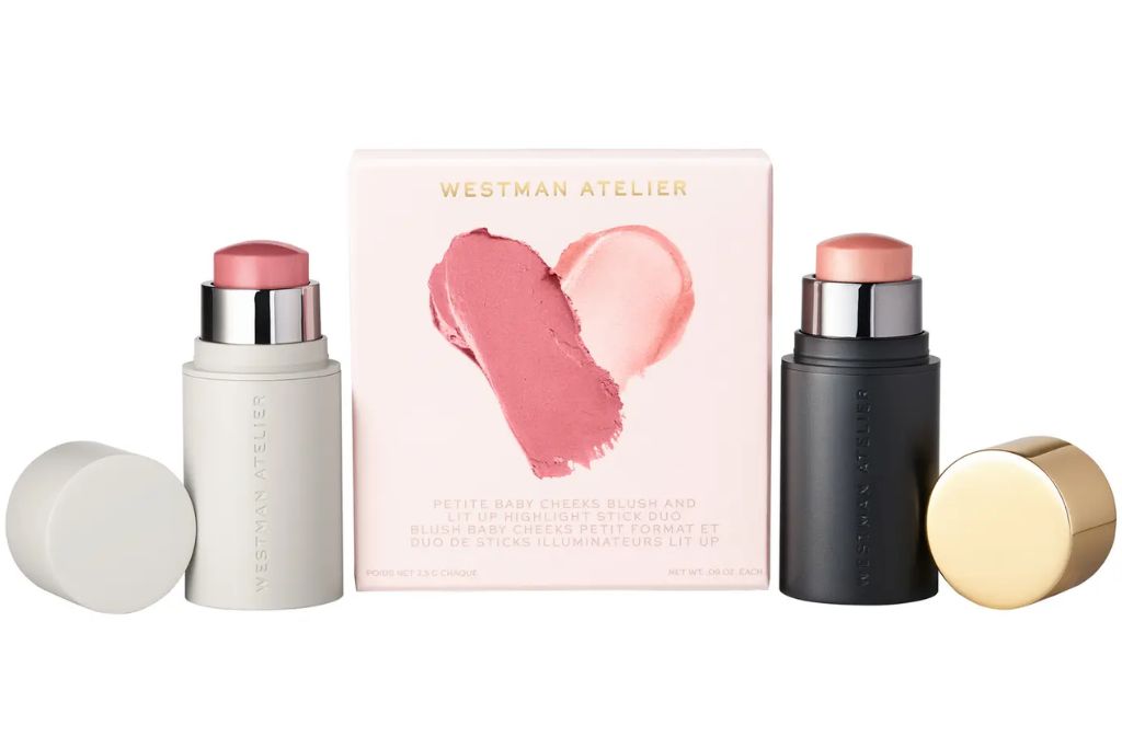 Westman Atelier Petite Baby Cheeks Blush & Lit Up Highlight Stick Duo