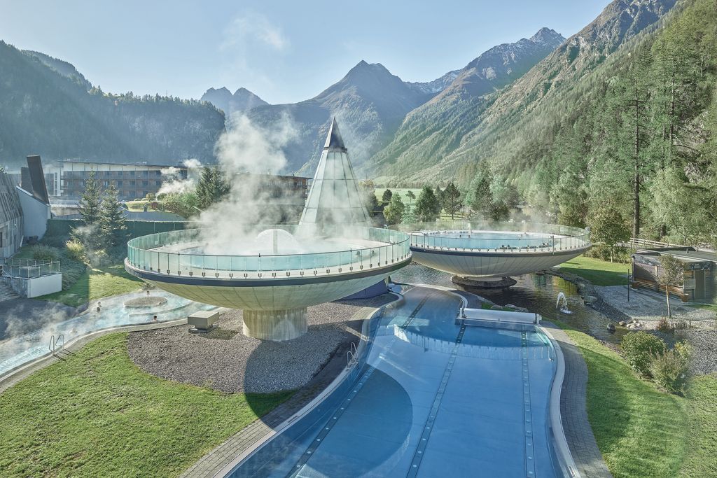 exterior of aqua dome thermal bathing pools